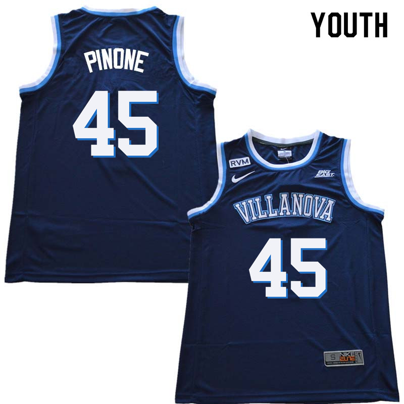 2018 Youth #45 John Pinone Willanova Wildcats College Basketball Jerseys Sale-Navy - Click Image to Close